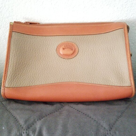 Vintage Dooney and Bourke Brown & Tan Structured Crossbody - Picture 1 of 8